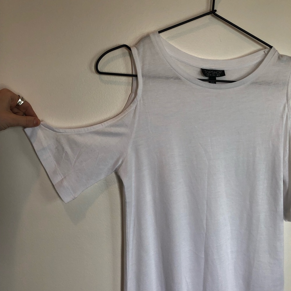 Topshop | White Basic Cold Shoulder Top - image 4